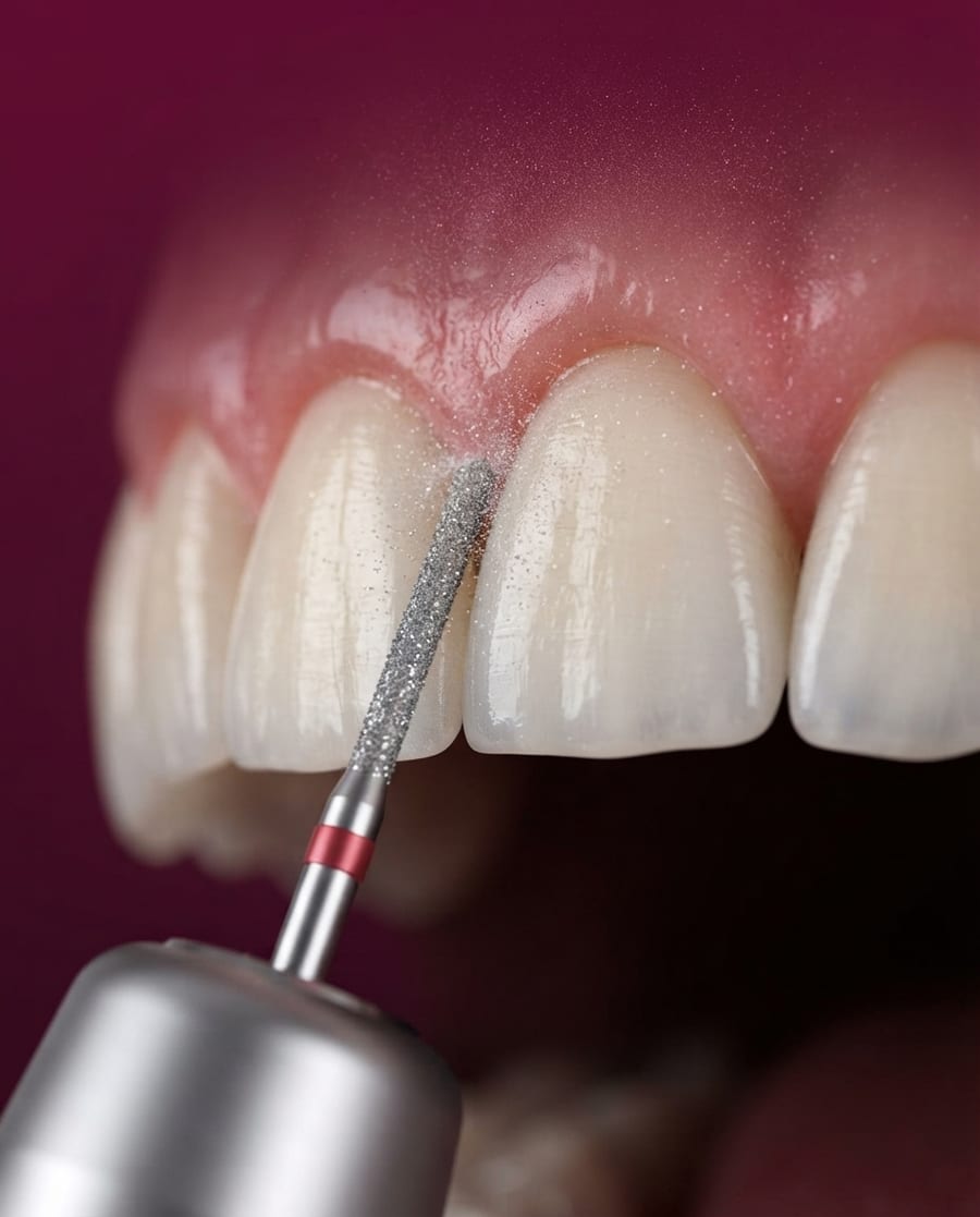 Close-up of a reshaped tooth at Ooi Dan Rakan